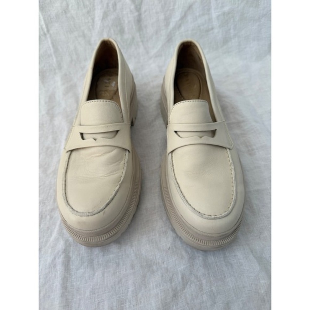Portland Leather Patina Zoe Chunky Loafer in Bone White Chunky Lug Platform 38 - Picture 4 of 12